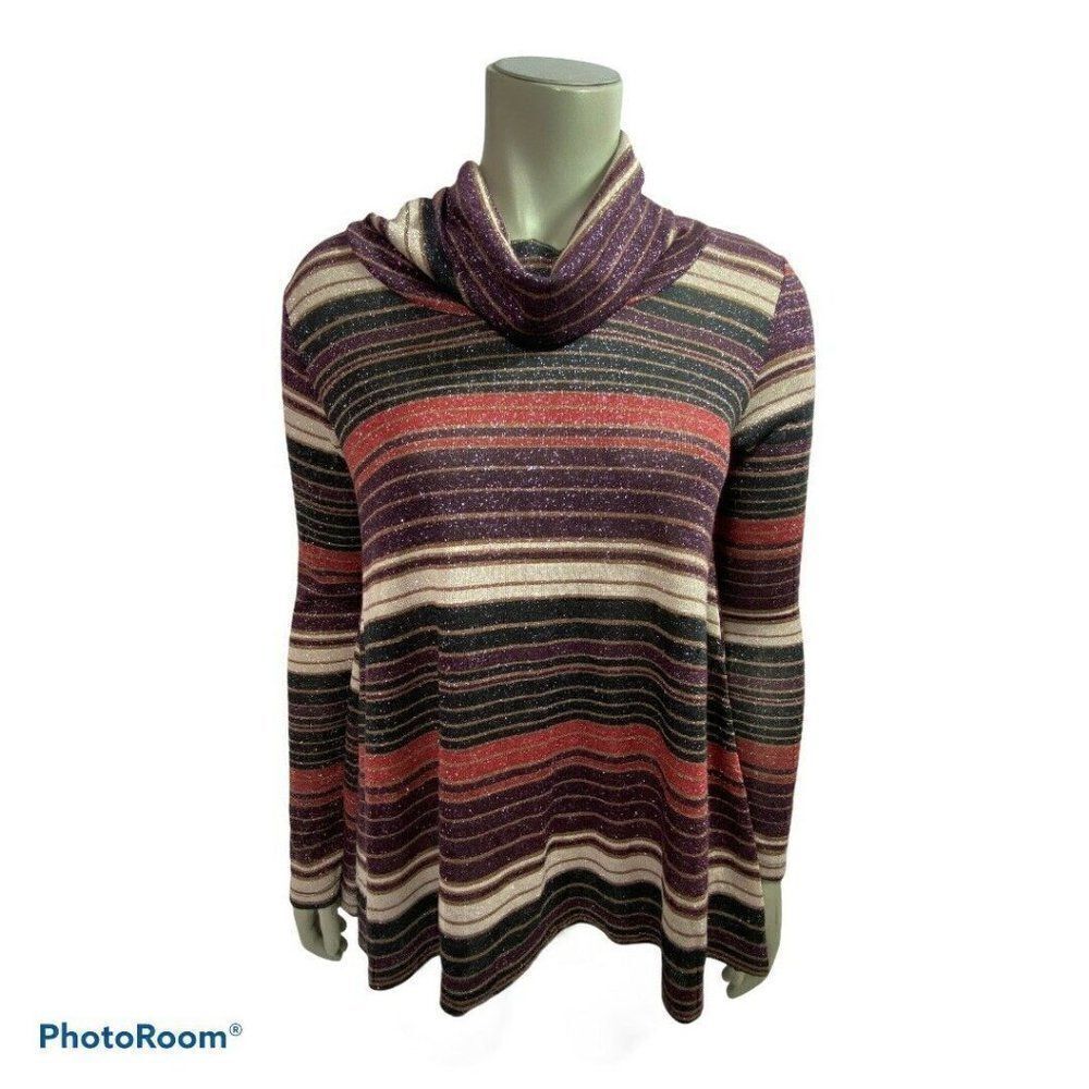 Chenault Multi-Color Sparkle Cowl Neck Sweater NWT